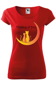 Tricou personalizat Thinking of You, pentru femei, rosu, 100% bumbac
