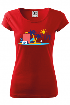 Tricou personalizat Time to Travel, pentru femei, rosu, 100% bumbac
