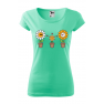 Tricou personalizat Happy Flowers, pentru femei, verde menta, 100% bumbac