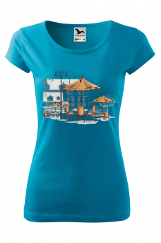 Tricou personalizat Little Cafe, pentru femei, turcoaz , 100% bumbac