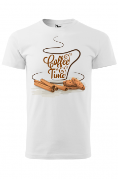 Tricou personalizat Coffee Time, pentru barbati, alb, 100% bumbac