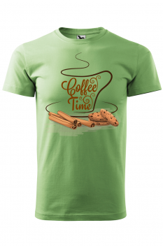 Tricou personalizat Coffee Time, pentru barbati, verde iarba, 100% bumbac