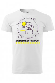 Tricou personalizat Smarter than Yesterday, pentru barbati, alb, 100% bumbac