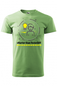 Tricou personalizat Smarter than Yesterday, pentru barbati, verde iarba, 100% bumbac