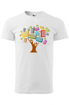 Tricou personalizat Tree of Books, pentru barbati, alb, 100% bumbac