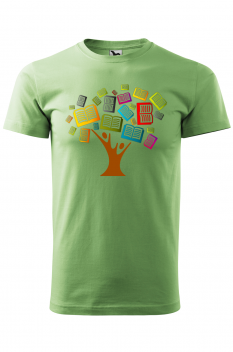 Tricou personalizat Tree of Books, pentru barbati, verde iarba, 100% bumbac
