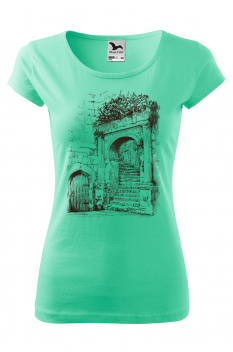 Tricou personalizat European Architecture, pentru femei, verde menta, 100% bumbac