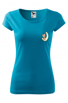 Tricou personalizat Bear for Her, pentru femei, turcoaz, 100% bumbac