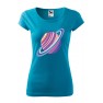 Tricou personalizat Planet, pentru femei, turcoaz, 100% bumbac