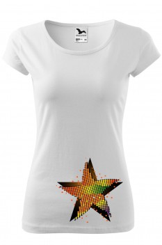 Tricou personalizat Shaking Star, pentru femei, alb, 100% bumbac