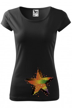 Tricou personalizat Shaking Star, pentru femei, negru, 100% bumbac