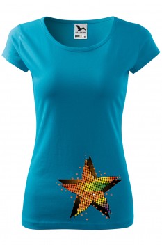 Tricou personalizat Shaking Star, pentru femei, turcoaz, 100% bumbac