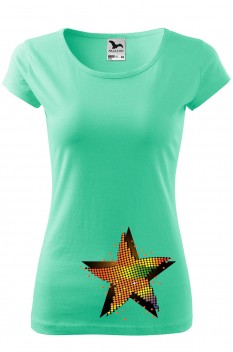 Tricou personalizat Shaking Star, pentru femei, verde menta, 100% bumbac