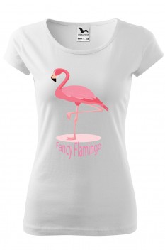Tricou personalizat Fancy Flamingo, pentru femei, alb, 100% bumbac