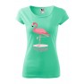Tricou personalizat Fancy Flamingo, pentru femei, verde menta, 100% bumbac