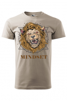 Tricou personalizat Fierce Lion, pentru barbati, gri ice, 100% bumbac