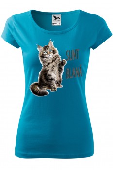 Tricou personalizat Sunt Blana, pentru femei, turcoaz, 100% bumbac
