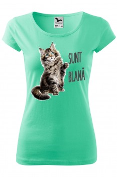 Tricou personalizat Sunt Blana, pentru femei, verde menta, 100% bumbac