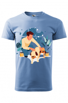 Tricou personalizat Dog Lover, pentru barbati, albastru deschis, 100% bumbac