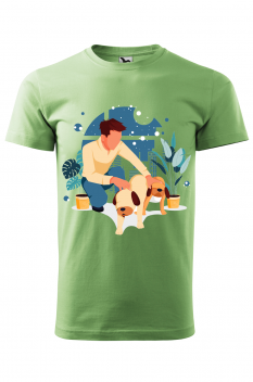 Tricou personalizat Dog Lover, pentru barbati, verde iarba, 100% bumbac