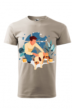 Tricou personalizat Dog Lover, pentru barbati, gri ice, 100% bumbac