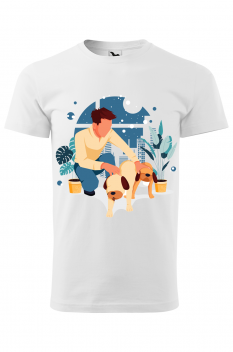 Tricou personalizat Dog Lover, pentru barbati, alb, 100% bumbac