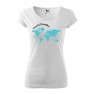 Tricou personalizat World Traveller, pentru femei, alb, 100% bumbac