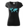 Tricou personalizat World Traveller, pentru femei, negru, 100% bumbac