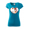 Tricou personalizat Dog&Cat, pentru femei, turcoaz, 100% bumbac
