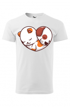 Tricou personalizat Dog&Cat, pentru barbati, alb, 100% bumbac