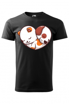 Tricou personalizat Dog&Cat, pentru barbati, negru, 100% bumbac