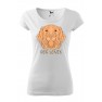 Tricou personalizat Cute Golden Retriever, pentru femei, alb, 100% bumbac
