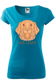 Tricou personalizat Cute Golden Retriever, pentru femei, turcoaz, 100% bumbac