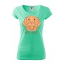 Tricou personalizat Cute Golden Retriever, pentru femei, verde menta, 100% bumbac