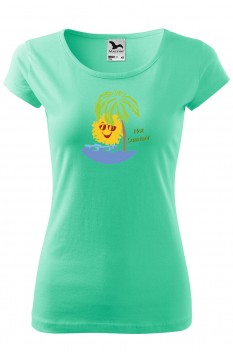 Tricou personalizat Hot Summer, pentru femei, verde menta, 100% bumbac