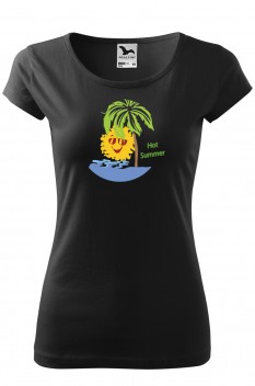 Tricou personalizat Hot Summer, pentru femei, negru, 100% bumbac