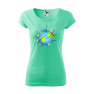 Tricou personalizat Around the World, pentru femei, verde menta, 100% bumbac