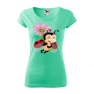 Tricou personalizat Ladybug Flower, pentru femei, verde menta, 100% bumbac