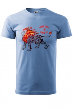 Tricou personalizat Burning Lion, pentru barbati, albastru deschis, 100% bumbac