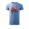 Tricou personalizat Burning Lion, pentru barbati, albastru deschis, 100% bumbac