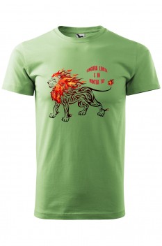Tricou personalizat Burning Lion, pentru barbati, verde iarba, 100% bumbac