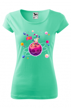 Tricou personalizat Space Traveller, pentru femei, verde menta, 100% bumbac