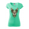Tricou personalizat Leaf Cat, pentru femei, verde menta, 100% bumbac
