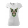 Tricou personalizat Leaf Cat, pentru femei, alb, 100% bumbac