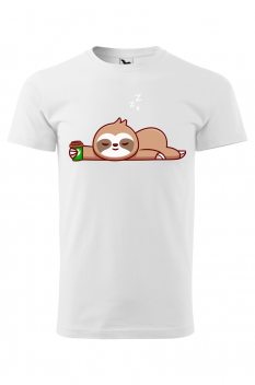 Tricou personalizat Relaxed Sloth, pentru barbati, alb, 100% bumbac