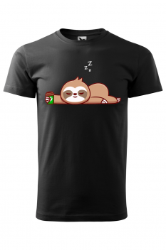 Tricou personalizat Relaxed Sloth, pentru barbati, negru, 100% bumbac