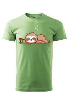 Tricou personalizat Relaxed Sloth, pentru barbati, verde iarba, 100% bumbac
