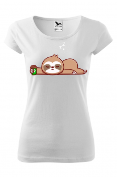 Tricou personalizat Relaxed Sloth, pentru femei, alb, 100% bumbac