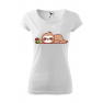Tricou personalizat Relaxed Sloth, pentru femei, alb, 100% bumbac