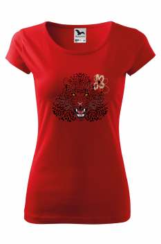 Tricou personalizat Snow Leopard, pentru femei, rosu, 100% bumbac